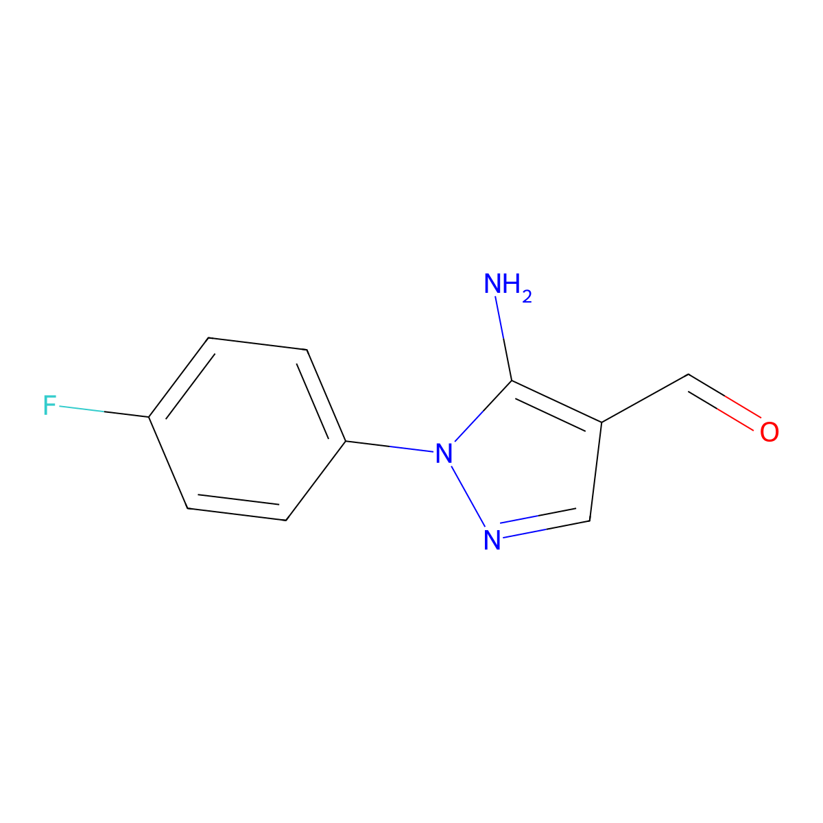 5-amino-1-(4-fluorophenyl)-1H-pyrazole-4-carbaldehyde molecular structure, CAS 1437485-36-3