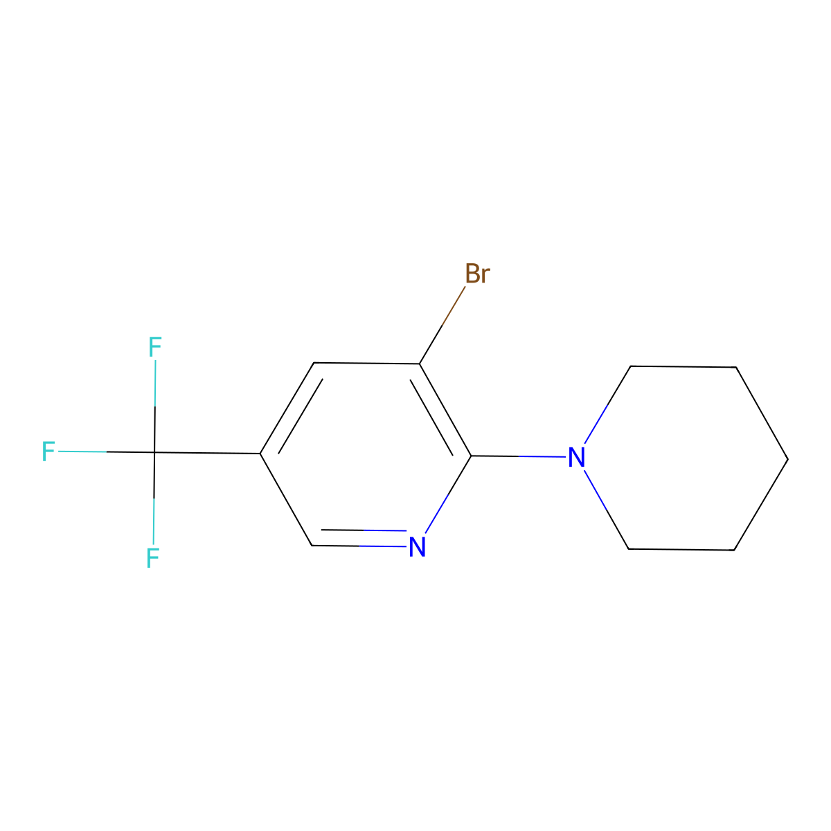 3-Bromo-2-(piperidin-1-yl)-5-(trifluoromethyl)pyridine molecular structure, CAS 1437485-40-9