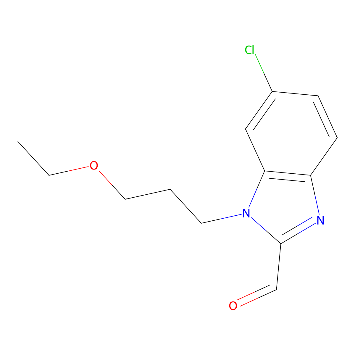 6-Chloro-1-(3-ethoxypropyl)-1H-benzo[d]imidazole-2-carbaldehyde molecular structure, CAS 1437485-62-5