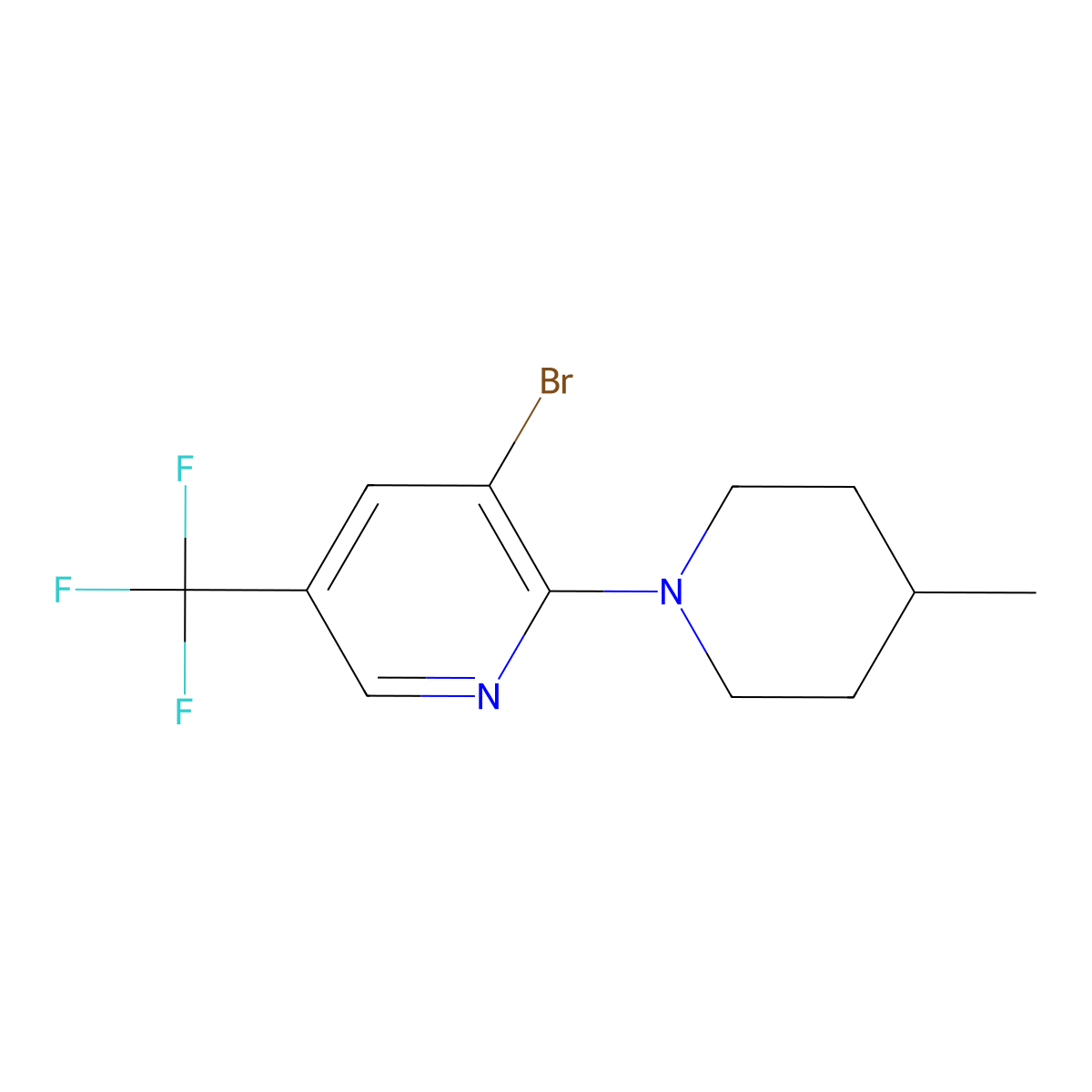 3-Bromo-2-(4-methylpiperidin-1-yl)-5-(trifluoromethyl)pyridine molecular structure, CAS 1437486-25-3