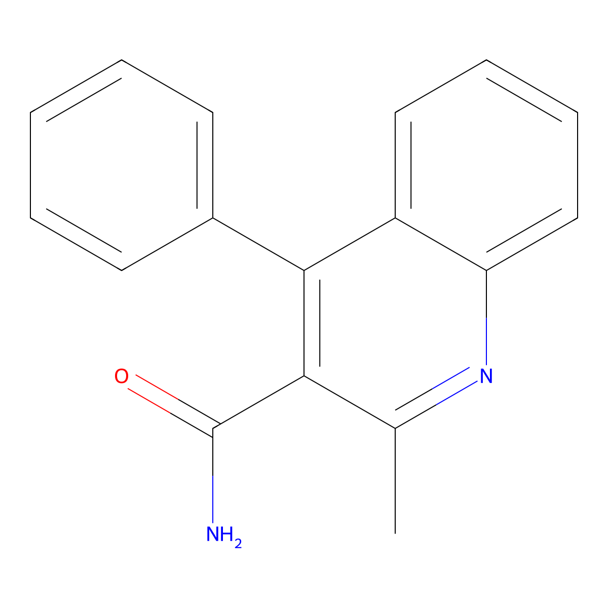 2-Methyl-4-phenylquinoline-3-carboxamide molecular structure, CAS 143755-12-8