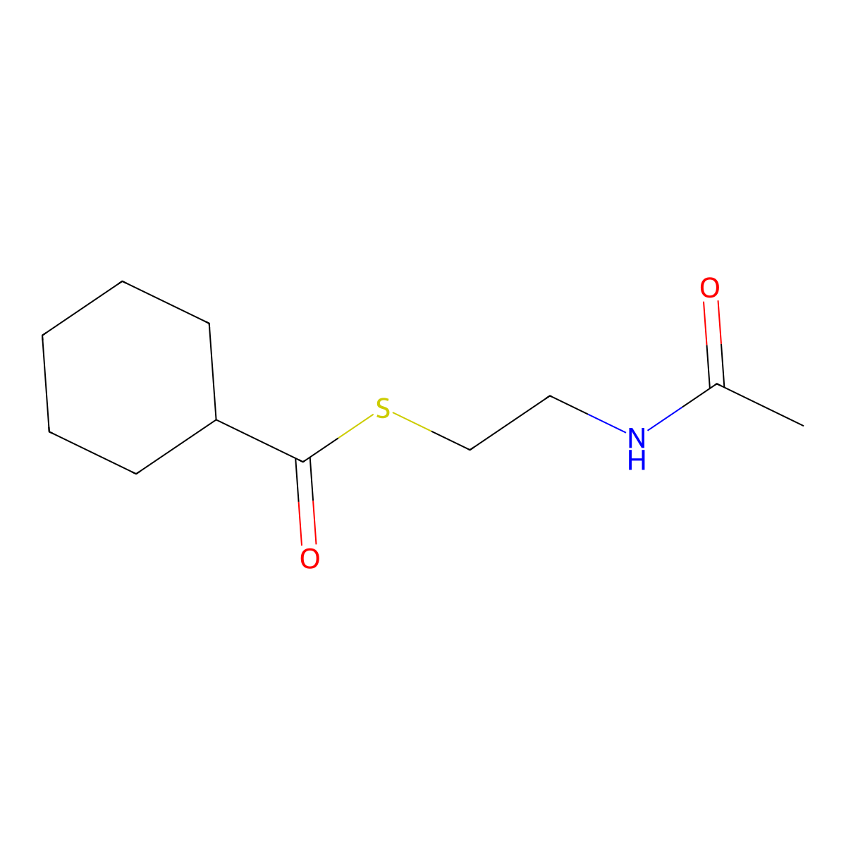 S-(2-Acetamidoethyl) cyclohexanecarbothioate molecular structure, CAS 143765-02-0
