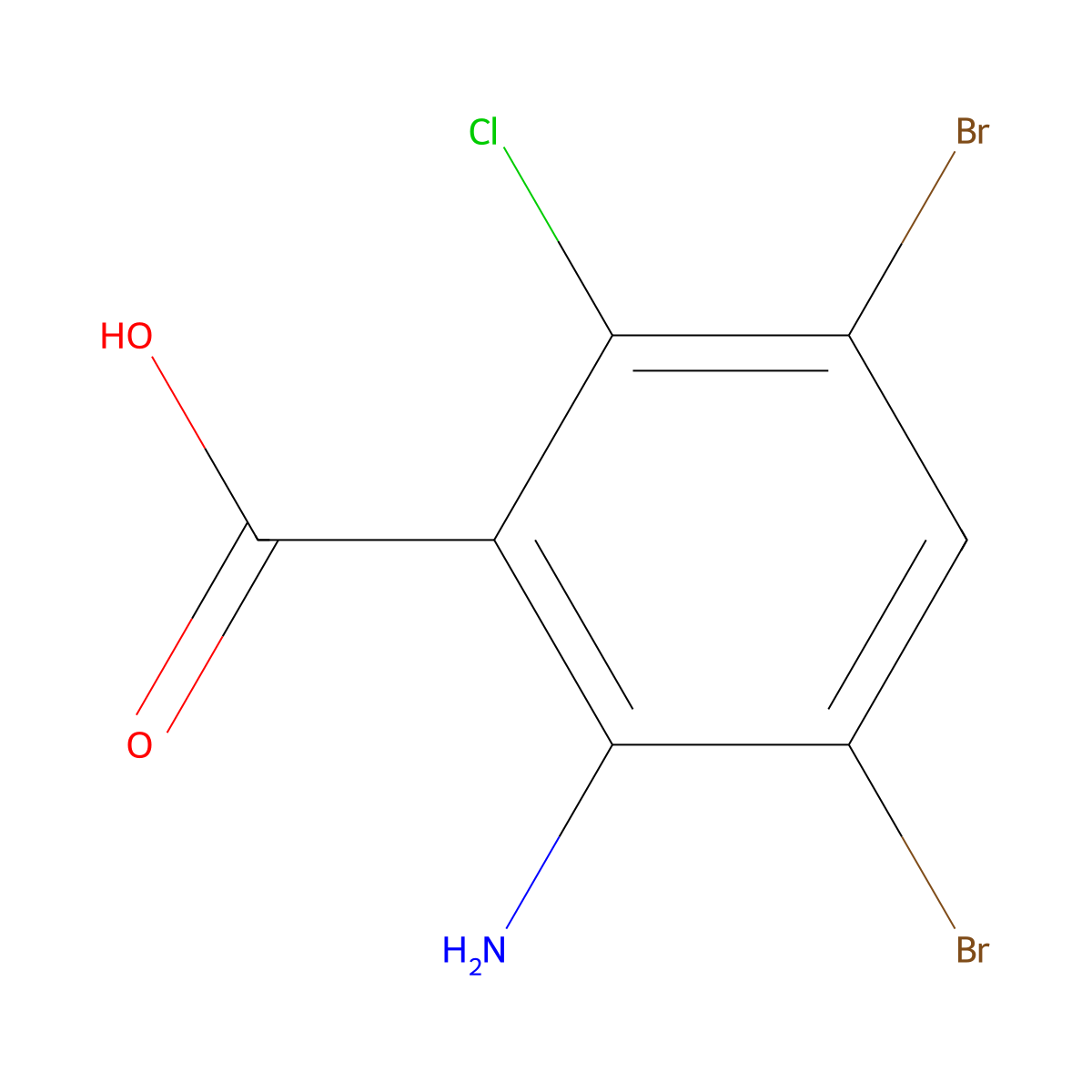2-Amino-6-chloro-3,5-dibromobenzoic acid molecular structure, CAS 143769-25-9