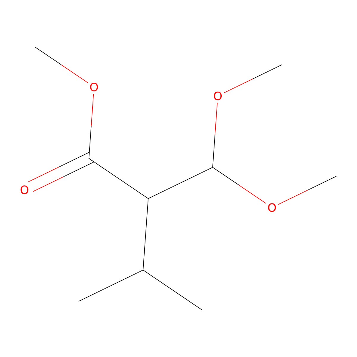 Methyl 2-(dimethoxymethyl)-3-methylbutanoate molecular structure, CAS 143770-73-4