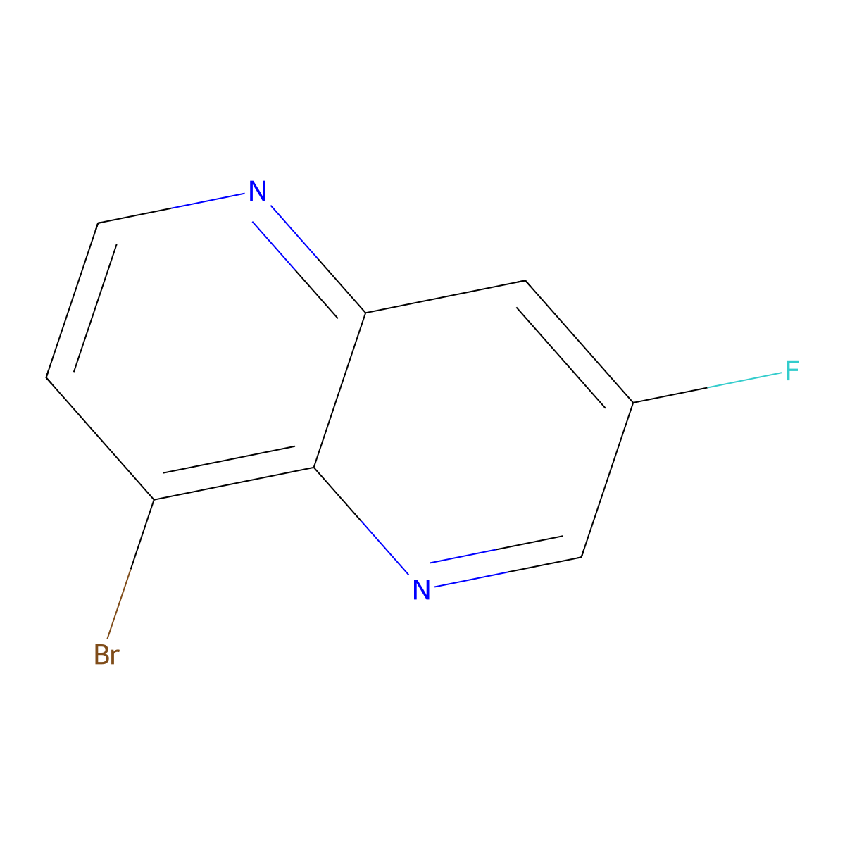 8-Bromo-3-fluoro-1,5-naphthyridine molecular structure, CAS 1437790-07-2