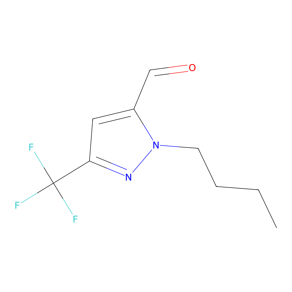 1-Butyl-3-(trifluoromethyl)-1H-pyrazole-5-carbaldehyde molecular structure, CAS 1437794-33-6