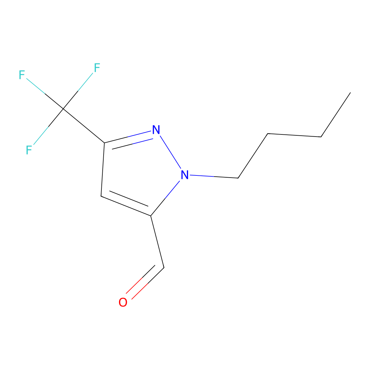 1-Butyl-3-(trifluoromethyl)-1H-pyrazole-5-carbaldehyde molecular structure, CAS 1437794-33-6