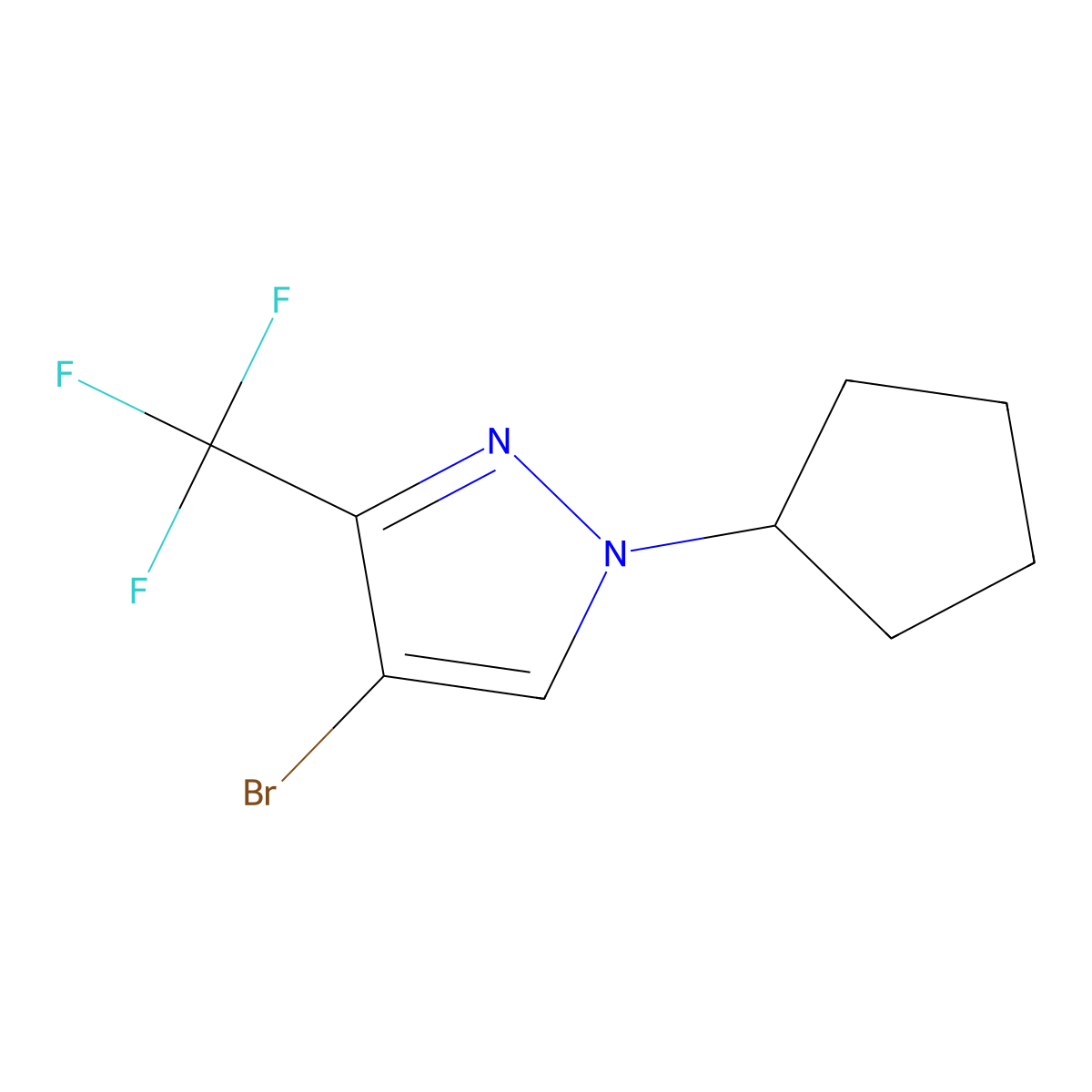 4-Bromo-1-cyclopentyl-3-(trifluoromethyl)-1H-pyrazole molecular structure, CAS 1437794-36-9