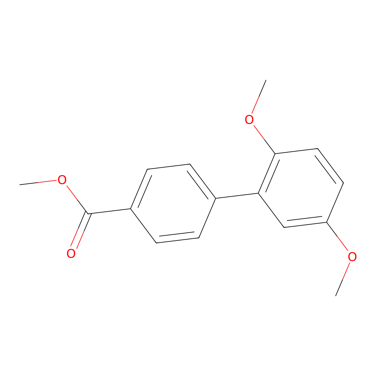[1,1'-Biphenyl]-4-carboxylic acid, 2',5'-dimethoxy-, methyl ester molecular structure, CAS 1437794-61-0