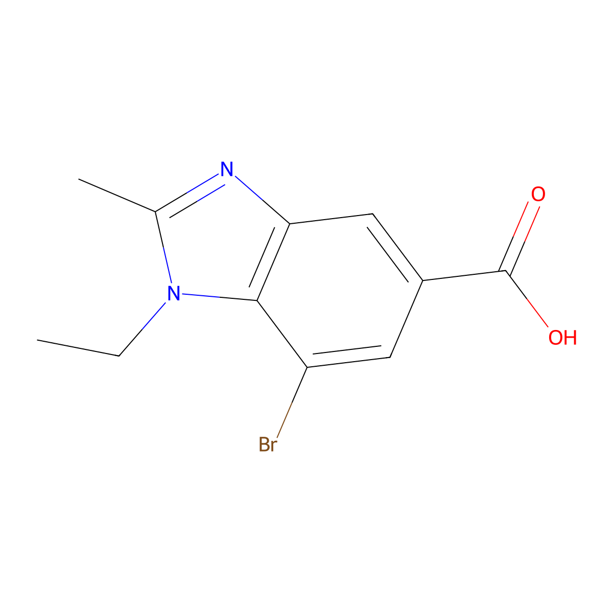 7-Bromo-1-ethyl-2-methyl-1,3-benzodiazole-5-carboxylic acid molecular structure, CAS 1437794-69-8