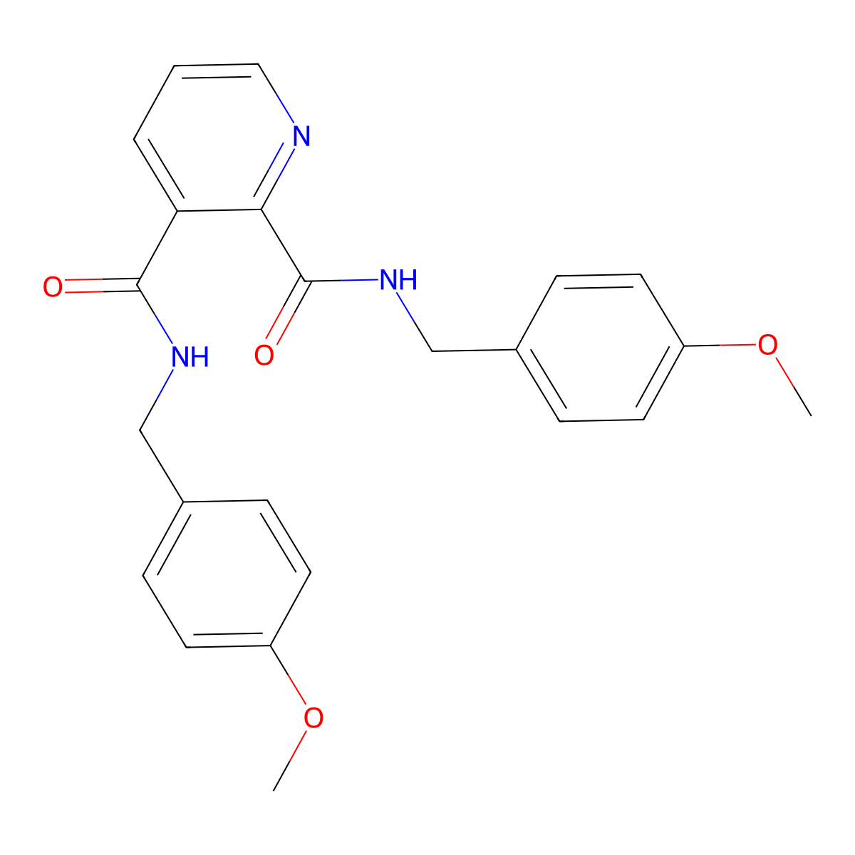 N,N'-Bis(4-methoxybenzyl)pyridine-2,3-dicarboxamide molecular structure, CAS 1437794-75-6