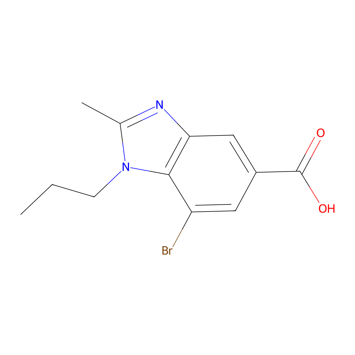 7-Bromo-2-methyl-1-propyl-1,3-benzodiazole-5-carboxylic acid molecular structure, CAS 1437794-80-3