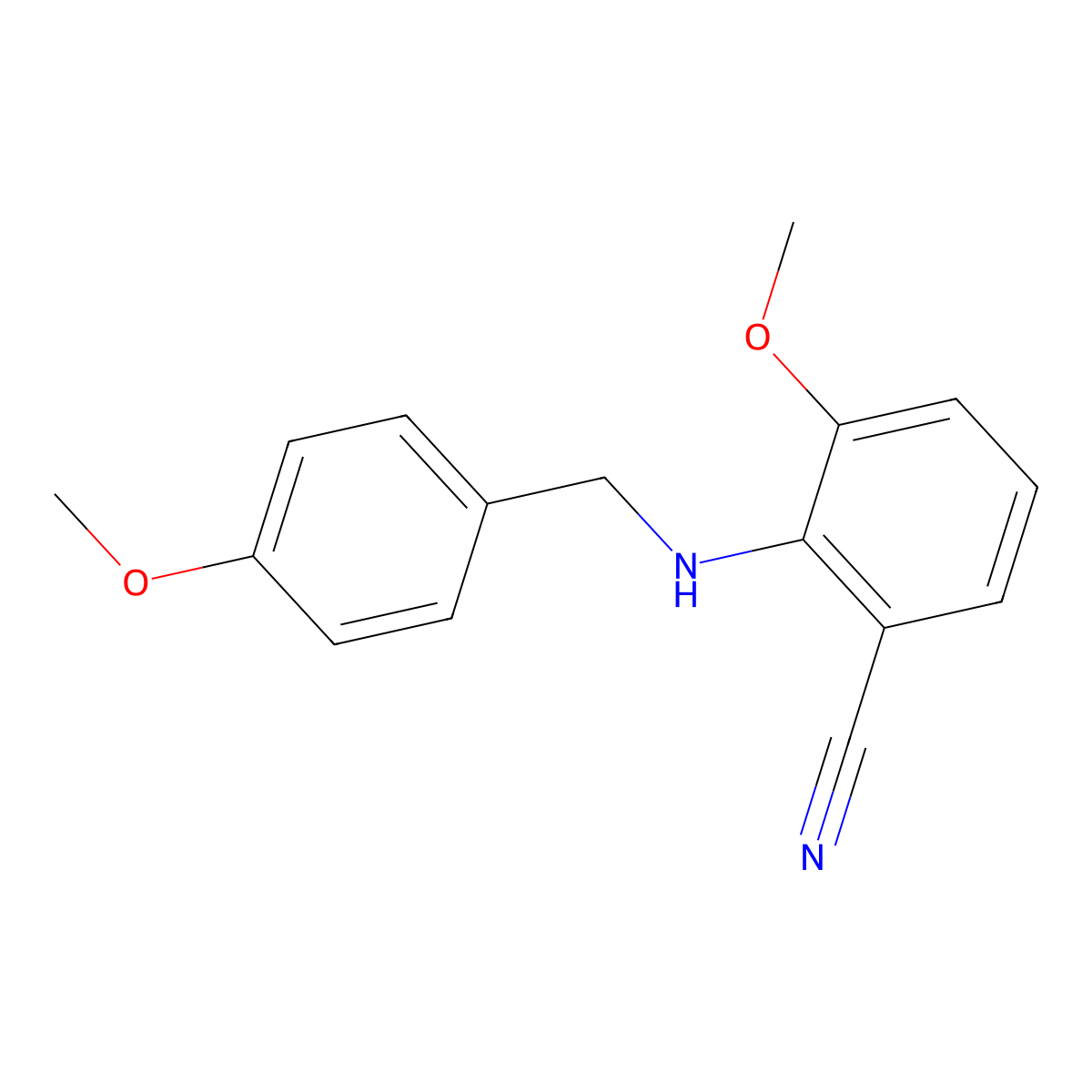 3-Methoxy-2-(4-methoxybenzylamino)benzonitrile molecular structure, CAS 1437794-83-6