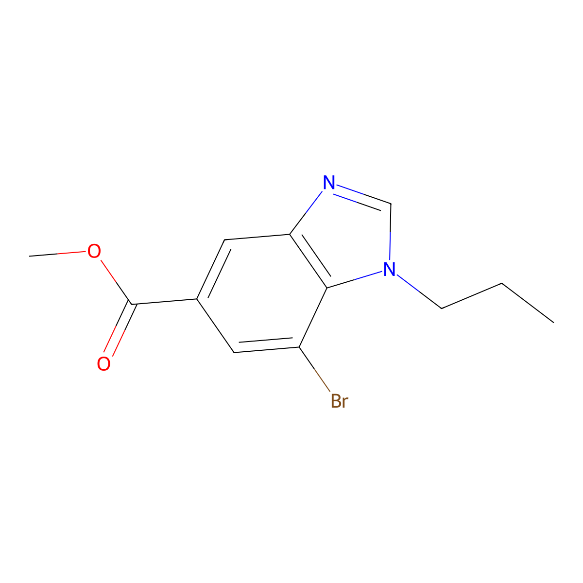 Methyl 7-bromo-1-propyl-1,3-benzodiazole-5-carboxylate molecular structure, CAS 1437794-88-1