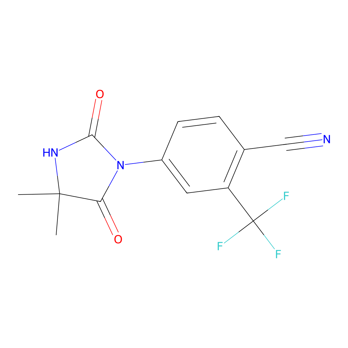 4-(4,4-Dimethyl-2,5-dioxoimidazolidin-1-yl)-2-trifluoromethylbenzonitrile molecular structure, CAS 143782-20-1