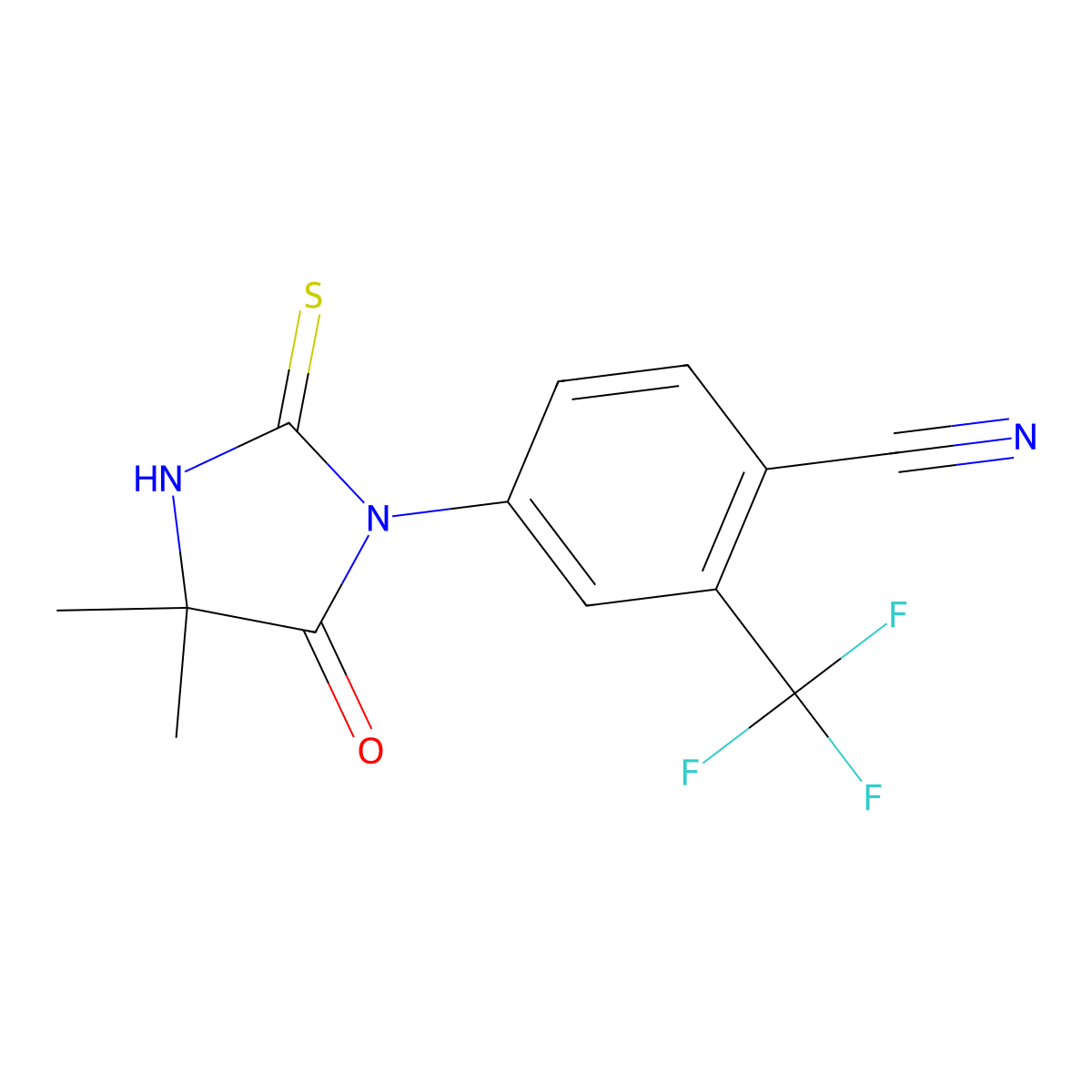 4-(4,4-Dimethyl-5-oxo-2-thioxo-1-imidazolidinyl)-2-trifluoromethylbenzonitrile molecular structure, CAS 143782-28-9