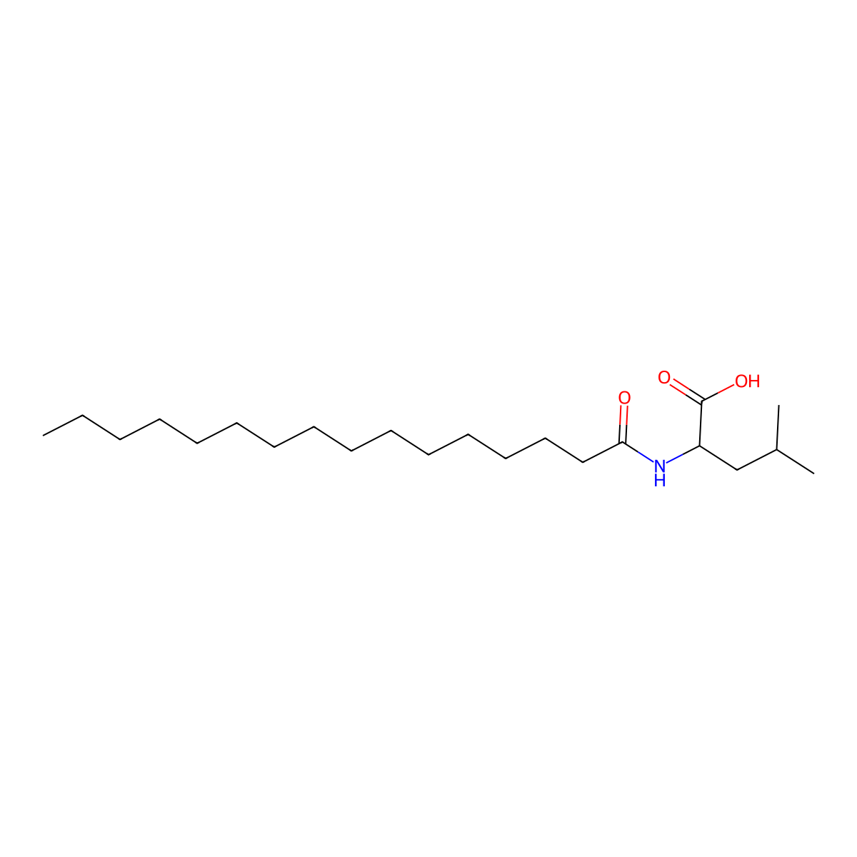 N-Palmitoyl leucine molecular structure, CAS 14379-42-1