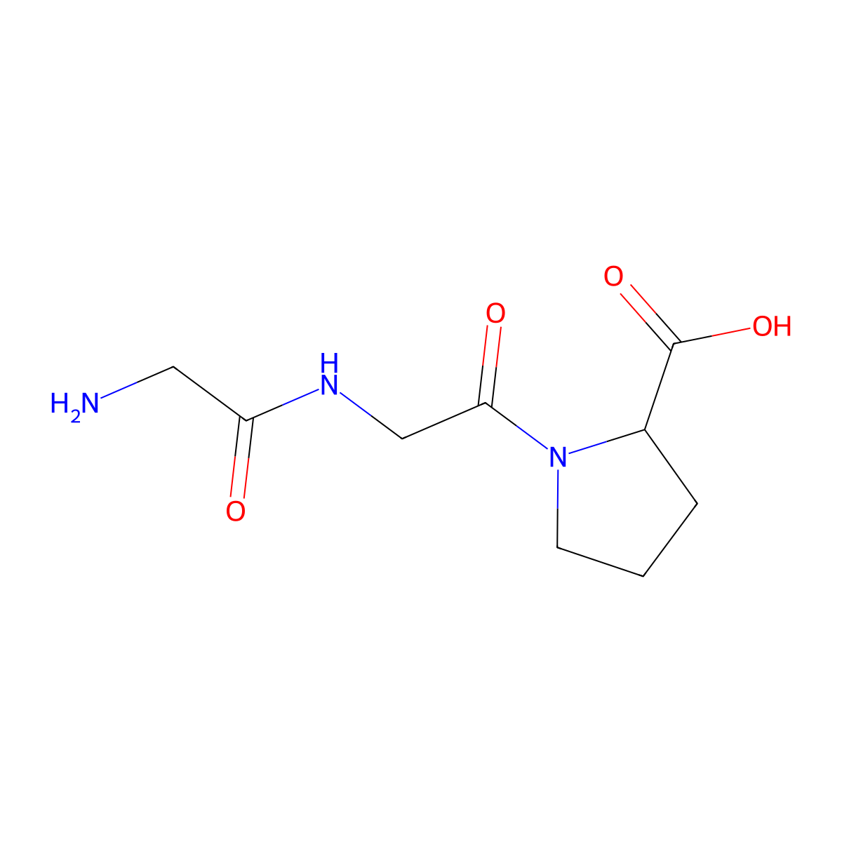 Glycyl-glycyl-proline molecular structure, CAS 14379-76-1