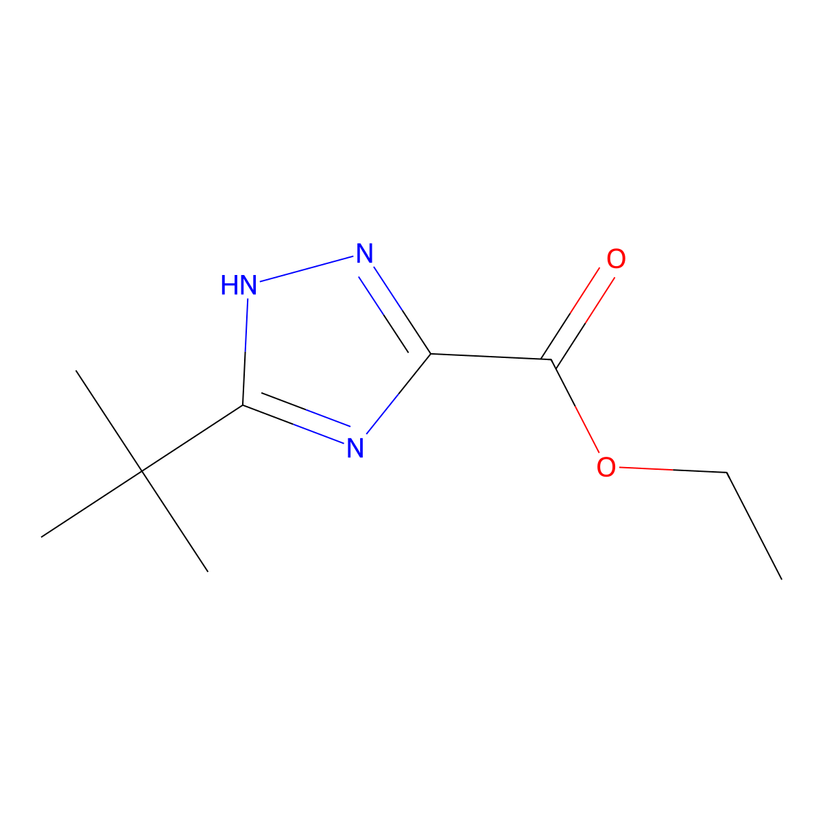 Ethyl 3-(tert-butyl)-1H-1,2,4-triazole-5-carboxylate molecular structure, CAS 143796-41-2