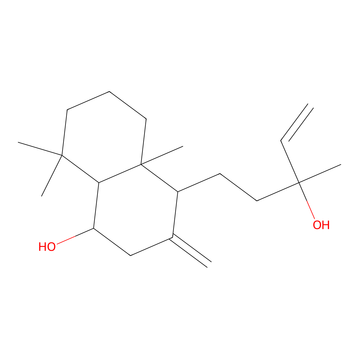 (1S,4S,4aR,8aS)-4-((S)-3-Hydroxy-3-methylpent-4-en-1-yl)-4a,8,8-trimethyl-3-methylenedecahydronaphthalen-1-ol molecular structure, CAS 1438-66-0