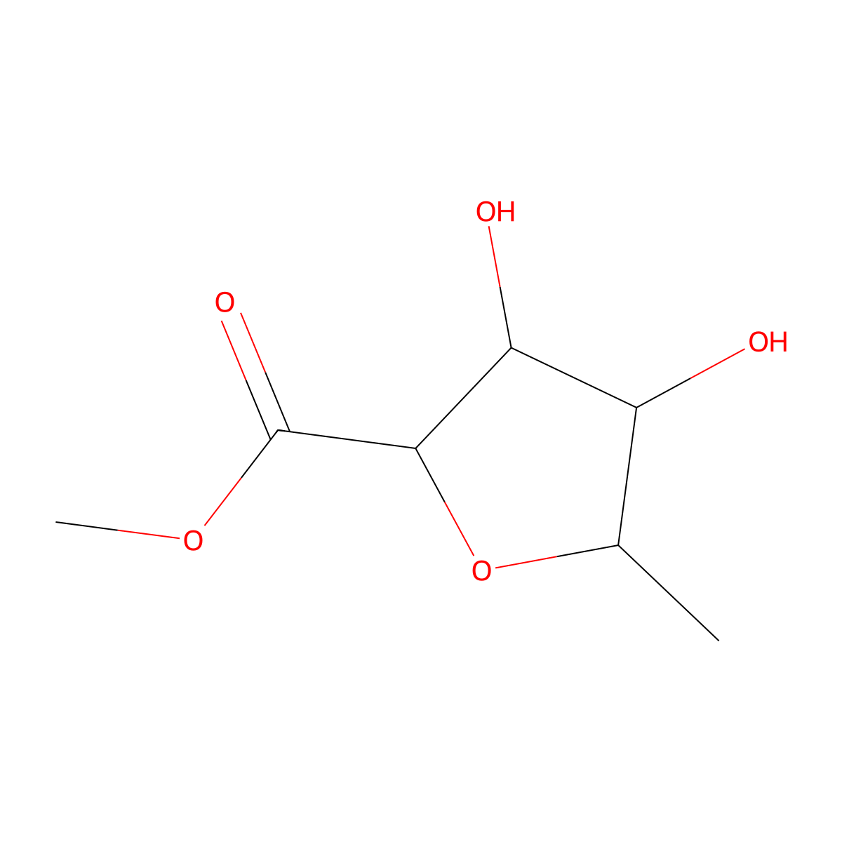 (2S,3R,4R,5S)-Methyl 3,4-dihydroxy-5-methyltetrahydrofuran-2-carboxylate molecular structure, CAS 143813-45-0