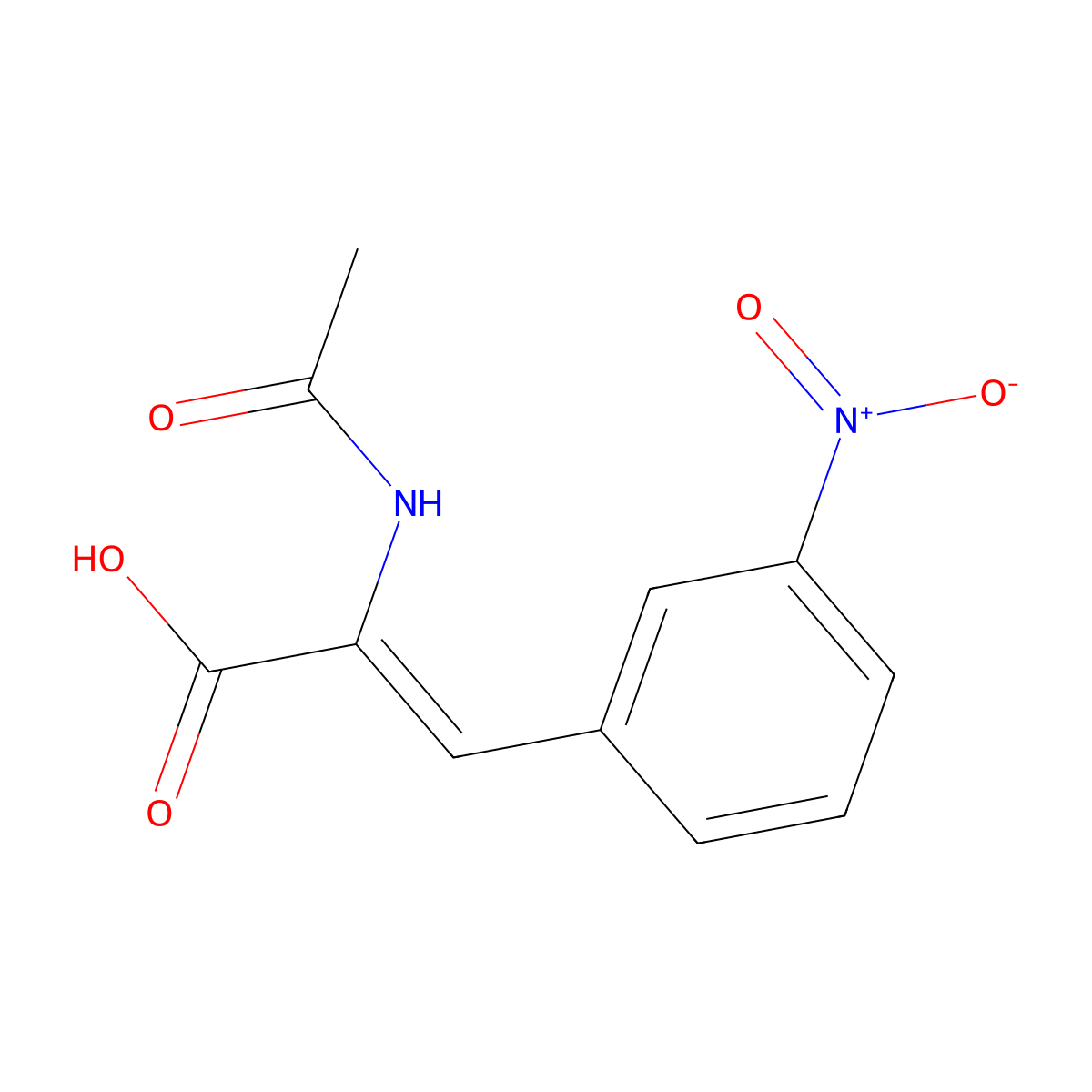 2-Propenoic acid, 2-(acetylamino)-3-(3-nitrophenyl)- molecular structure, CAS 143815-49-0