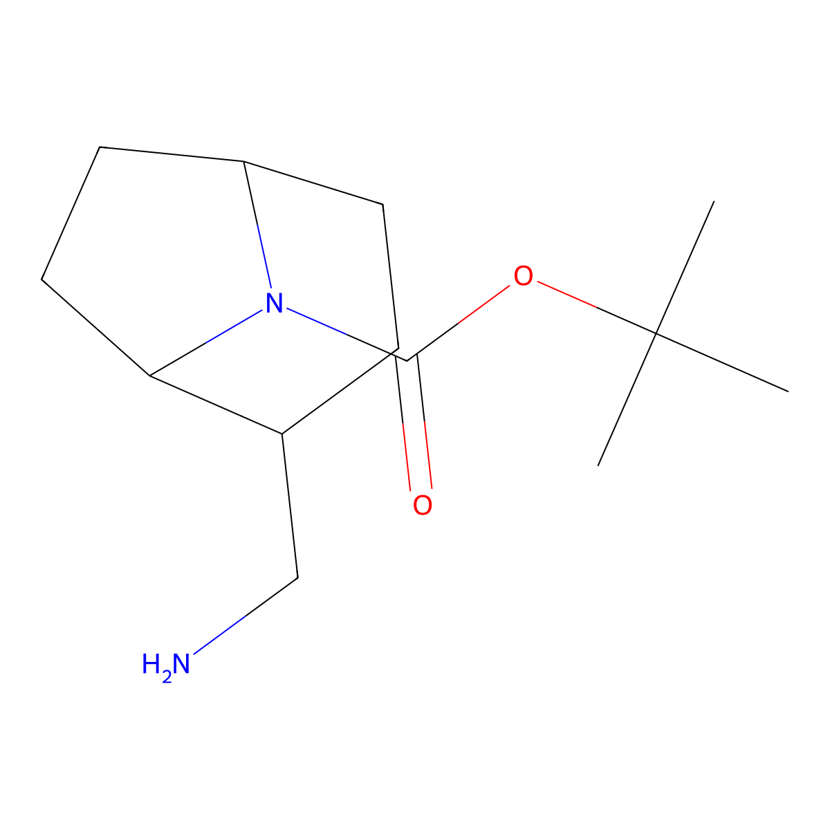 8-Azabicyclo[3.2.1]octane-8-carboxylic acid, 2-(aminomethyl)-, 1,1-dimethylethyl ester molecular structure, CAS 1438241-13-4