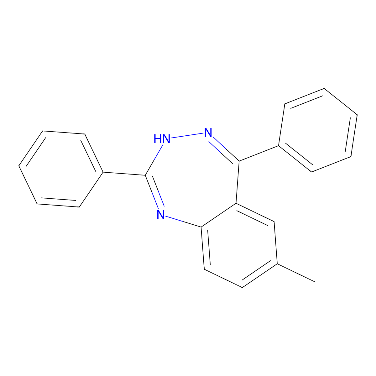 7-Methyl-2,5-diphenyl-3H-benzo[e][1,2,4]triazepine molecular structure, CAS 143826-24-8