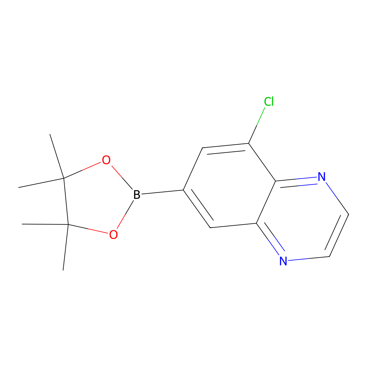 5-Chloro-7-(4,4,5,5-tetramethyl-1,3,2-dioxaborolan-2-yl)quinoxaline molecular structure, CAS 1438262-37-3