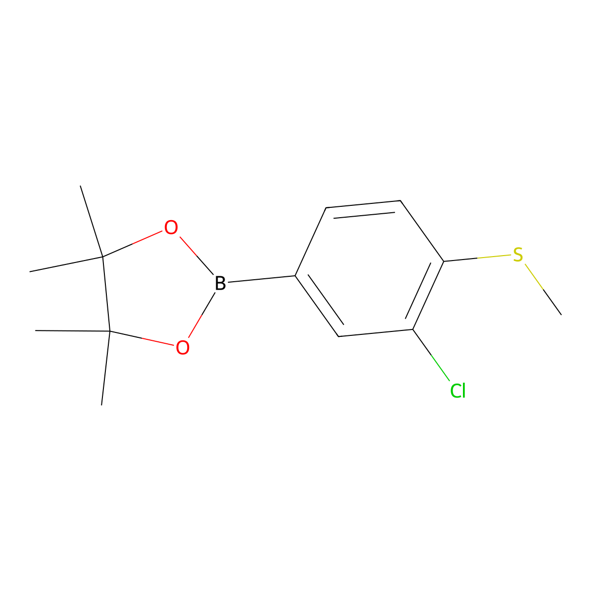 3-Chloro-4-(methylthio)phenylboronic acid pinacol ester molecular structure, CAS 1438262-39-5