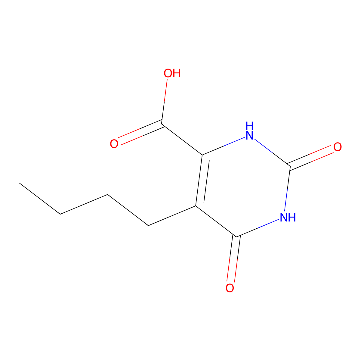 5-Butyl-2,6-dioxo-1,2,3,6-tetrahydropyrimidine-4-carboxylic acid molecular structure, CAS 14383-32-5