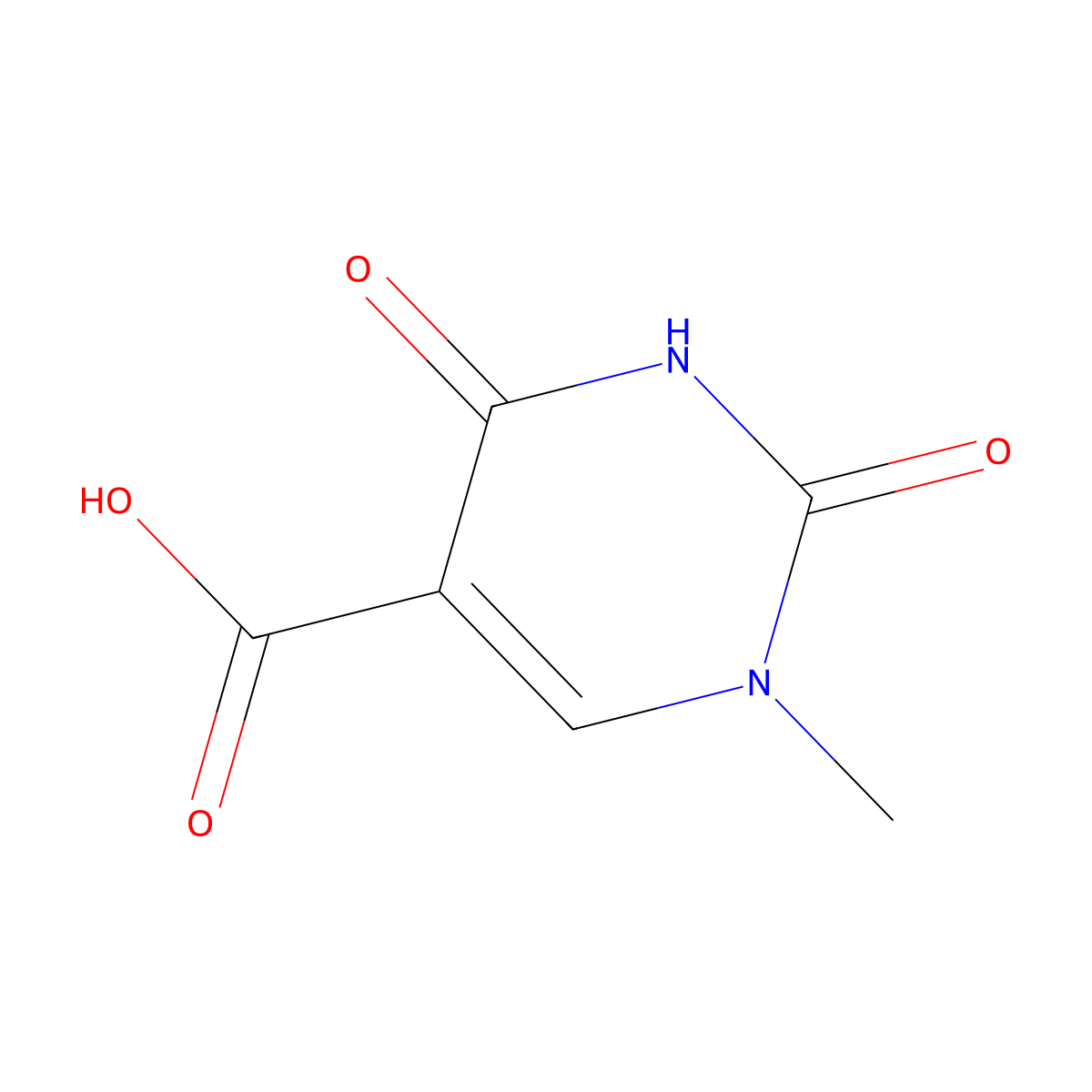 1-Methyl-2,4-dioxo-1,2,3,4-tetrahydropyrimidine-5-carboxylic acid molecular structure, CAS 14383-42-7