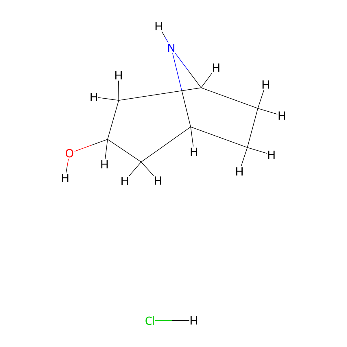 Endo-8-azabicyclo[3.2.1]octan-3-ol hydrochloride molecular structure, CAS 14383-51-8
