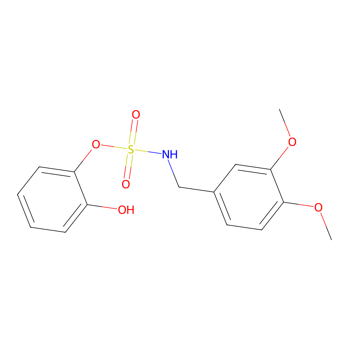N-(3,4-dimethoxybenzyl)2-hydroxyphenylsulfamate molecular structure, CAS 143836-83-3