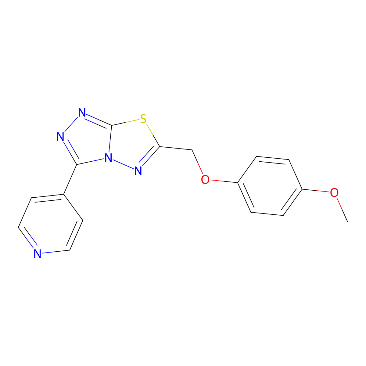 6-[(4-Methoxyphenoxy)methyl]-3-(4-pyridinyl)[1,2,4]triazolo[3,4-b][1,3,4]thiadiazole molecular structure, CAS 1438398-32-3