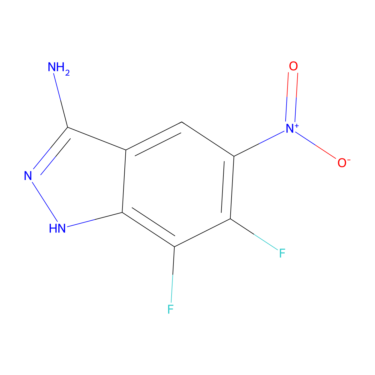 6,7-difluoro-5-nitro-1H-indazol-3-amine molecular structure, CAS 1438430-25-1