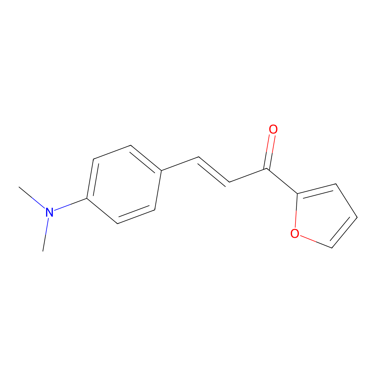 (E)-3-(4-(dimethylamino)phenyl)-1-(furan-2-yl)prop-2-en-1-one molecular structure, CAS 14385-66-1