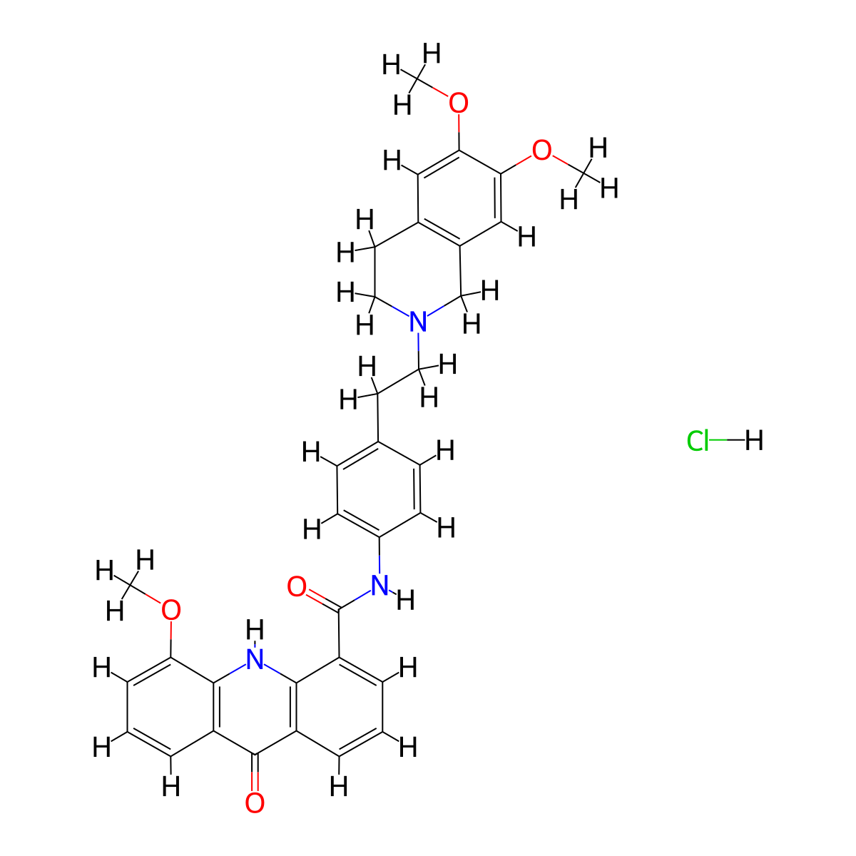 Elacridar Hydrochloride molecular structure, CAS 143851-98-3
