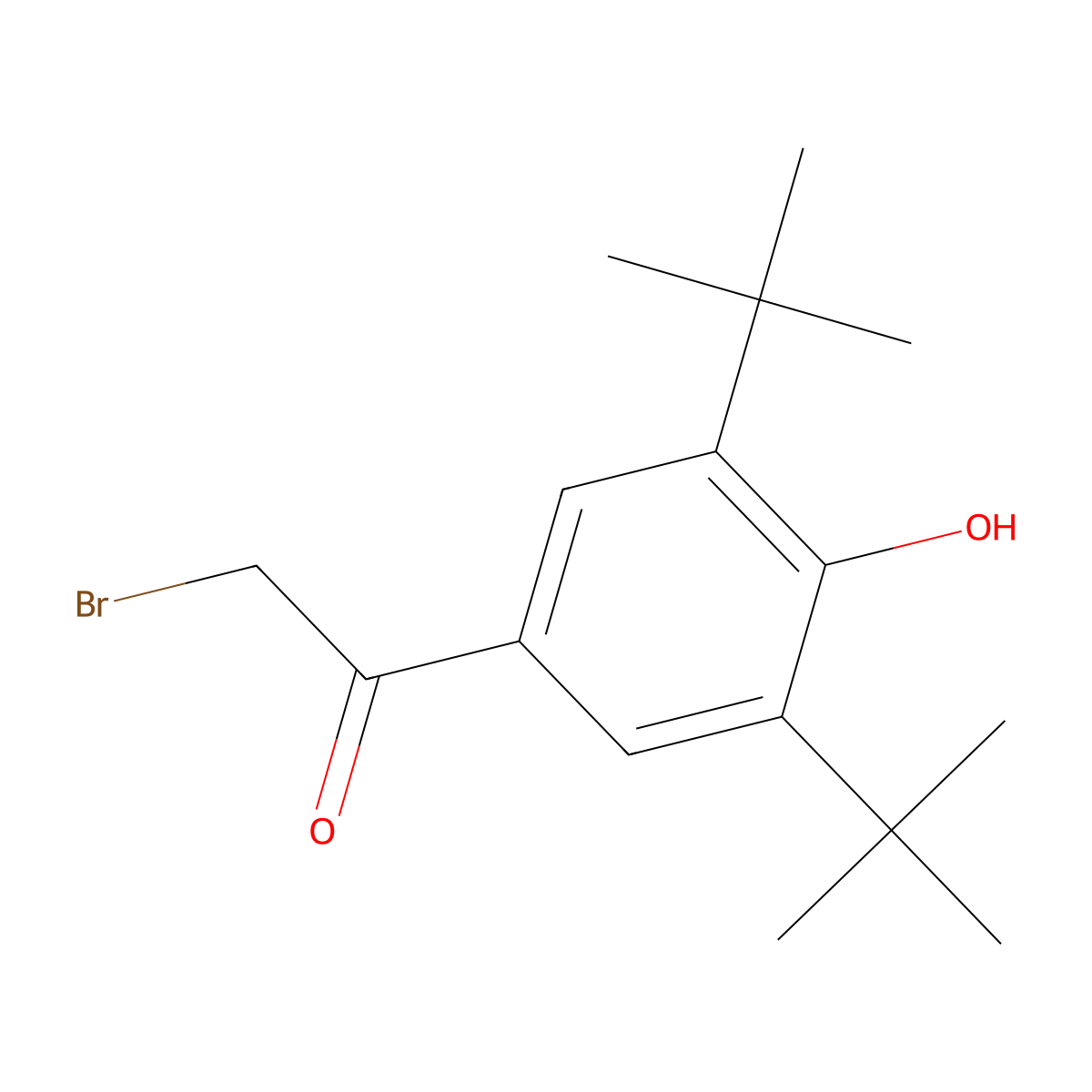 2-Bromo-1-[3,5-di(tert-butyl)-4-hydroxyphenyl]ethan-1-one molecular structure, CAS 14386-64-2