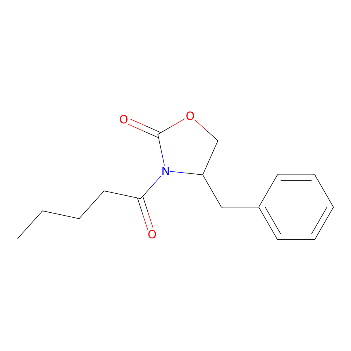 (S)-4-benzyl-3-pentanoyloxazolidin-2-one molecular structure, CAS 143868-89-7