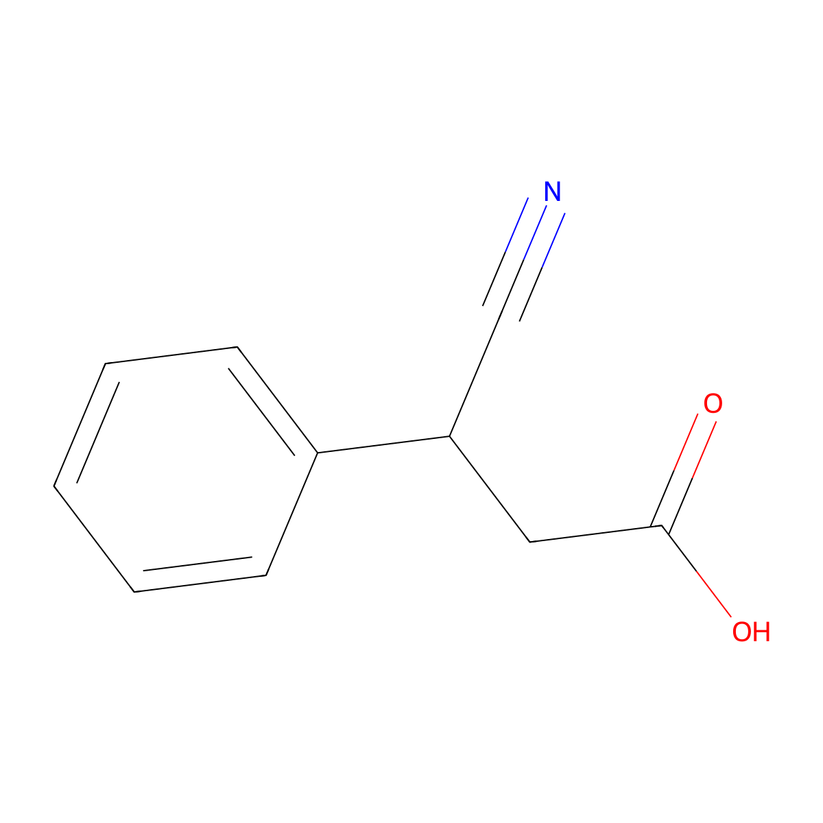 3-Cyano-3-phenylpropanoic acid molecular structure, CAS 14387-18-9