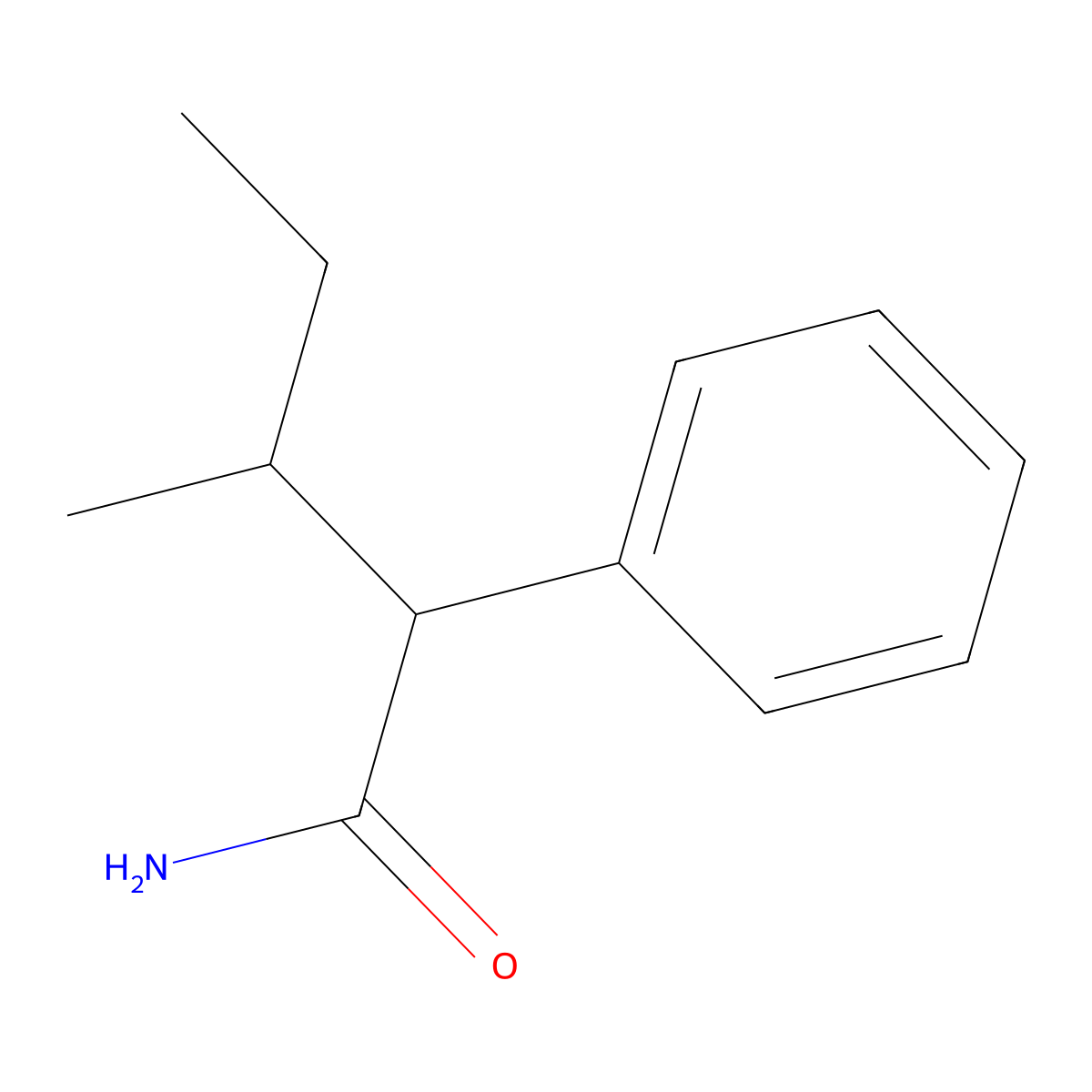 Alpha-(sec-butyl)-phenylacetamide molecular structure, CAS 14387-58-7