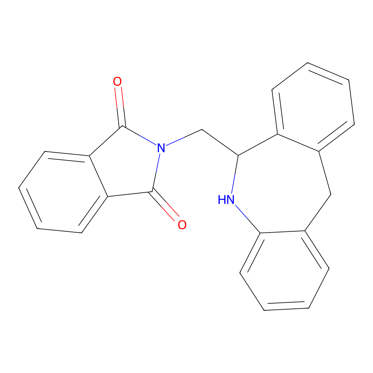 2-((6,11-Dihydro-5H-dibenzo[b,e]azepin-6-yl)methyl)isoindoline-1,3-dione molecular structure, CAS 143878-20-0