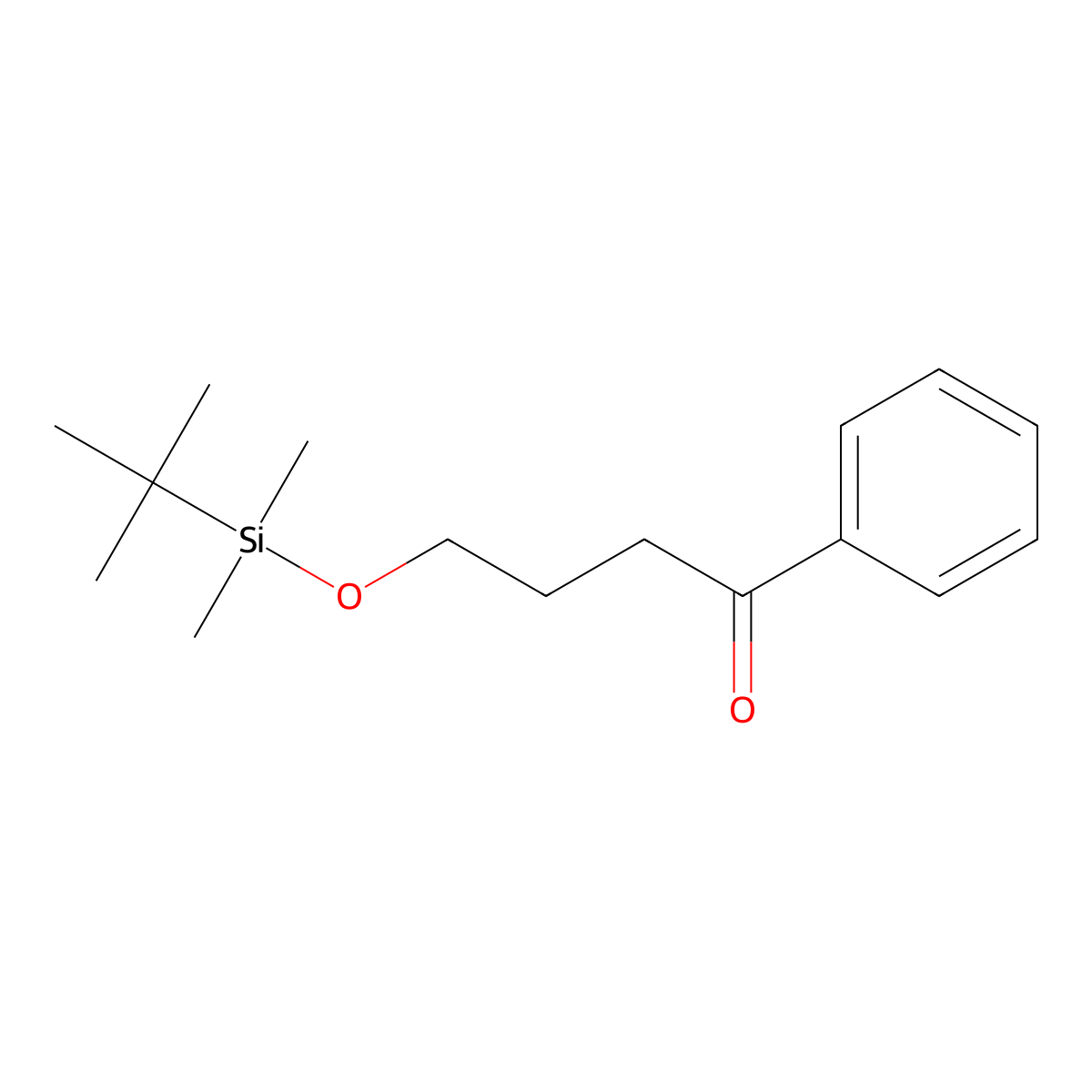 1-Butanone, 4-[[(1,1-dimethylethyl)dimethylsilyl]oxy]-1-phenyl- molecular structure, CAS 143878-47-1