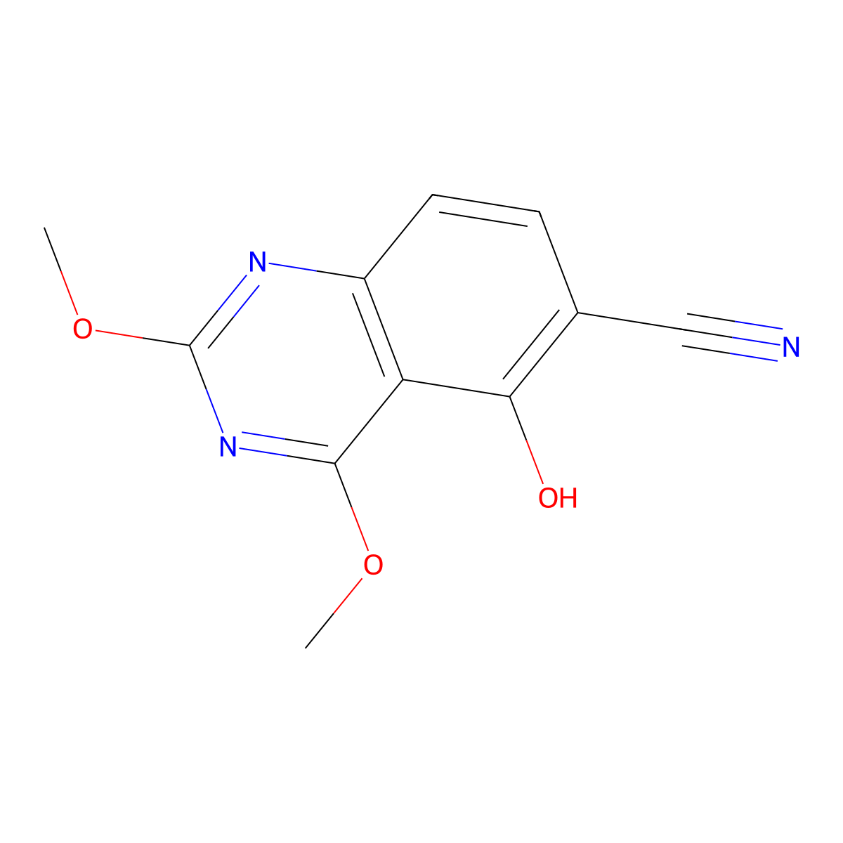 5-Hydroxy-2,4-dimethoxyquinazoline-6-carbonitrile molecular structure, CAS 143879-64-5