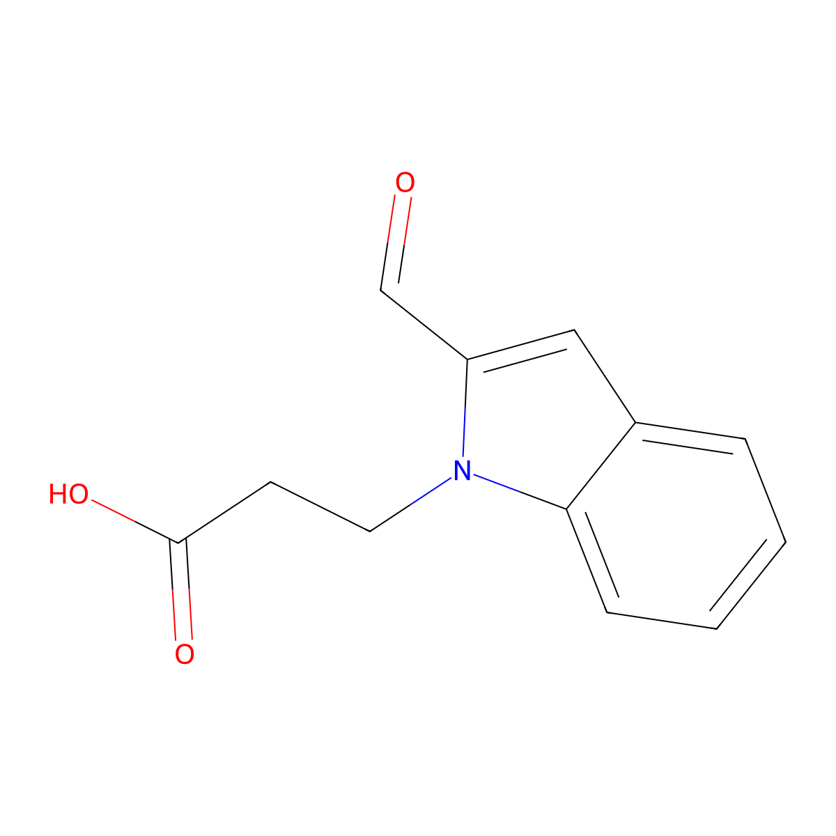 3-(2-formyl-1H-indol-1-yl)propanoic acid molecular structure, CAS 1438805-05-0