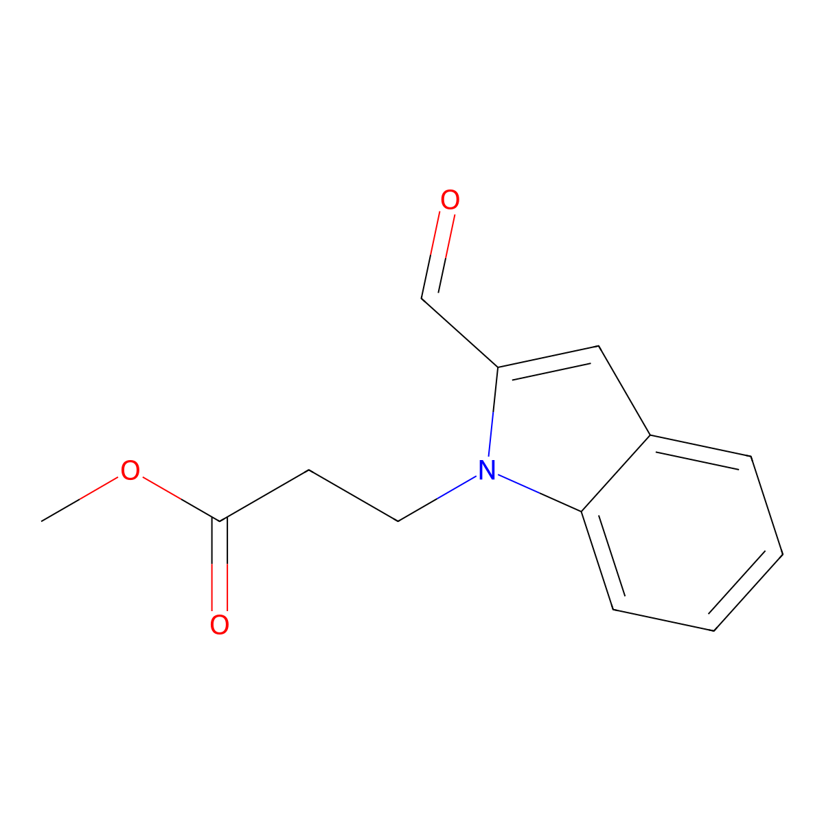 Methyl 3-(2-formyl-1H-indol-1-yl)propanoate molecular structure, CAS 1438805-17-4