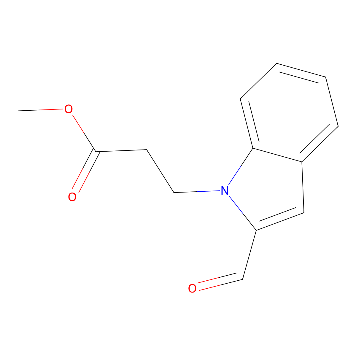 Methyl 3-(2-formyl-1H-indol-1-yl)propanoate molecular structure, CAS 1438805-17-4