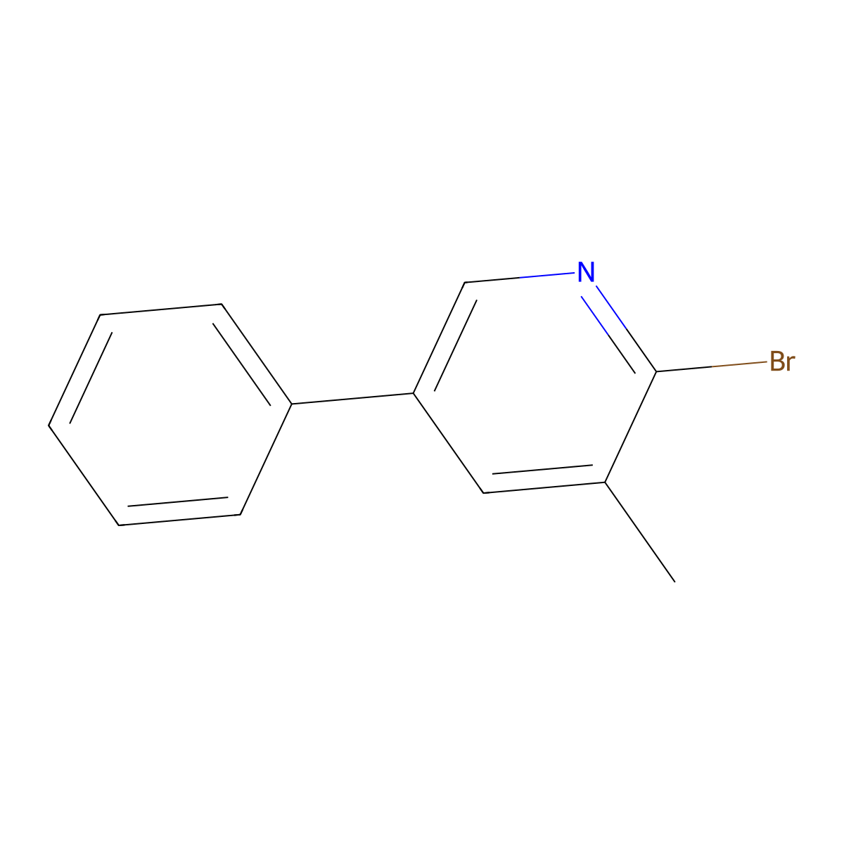 2-Bromo-3-methyl-5-phenylpyridine molecular structure, CAS 1438809-82-5