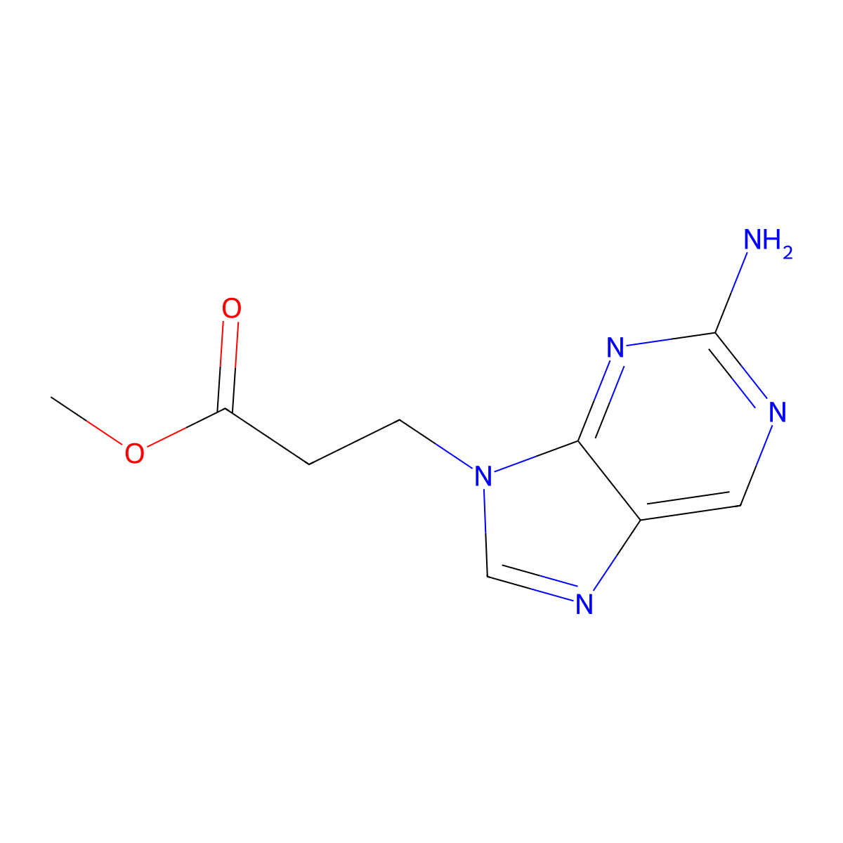Methyl 3-(2-amino-9H-purin-9-yl)propanoate molecular structure, CAS 143883-60-7